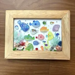 シーグラスアート　1周年感謝　カラフルな生き物　パステル春カラー