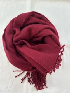 Chloe（クロエ） カシミヤストール　大判　フリンジ付き　レッド