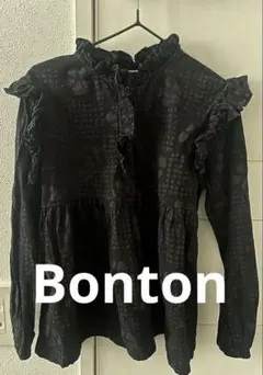 ボントン　8A ブラック　花柄　トップス