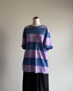 Purple×Blue Border Pocket T-Shirt