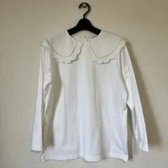 yori ヨリ スカラップカラーロンTEE ブラウス ホワイト yori スカラップカラーロンtee 白 ヨリ - メルカリ