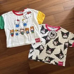 サンリオ キティ クロミ 半袖Tシャツ トップス 総柄 2枚セット【120】新品