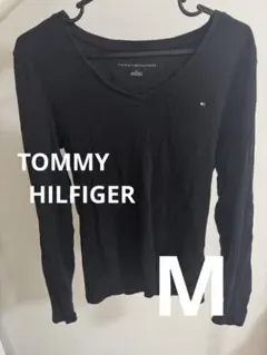 TOMMY HILFIGER ブラック Vネック Tシャツ