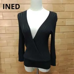 SALE ☺️美品 イネド ニット カットソー Vネック 黒 長袖 (9)のサムネイル