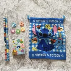 スティッチ 巾着袋＆鉛筆 おまけ付きセット