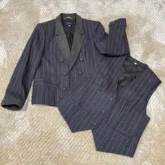 Leilian レリアン ジャケット ベスト　2点セット　ストライプ　茶系