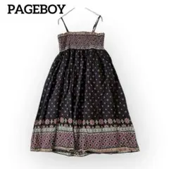 ページボーイ フレア ギャザー Aライン エスニック柄キャミワンピース【M】花柄