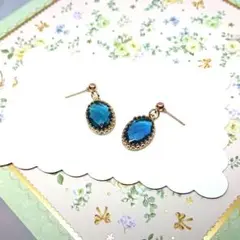 No.297☆オーバル（ダークブルー） ピアス イヤリング マスクチャーム