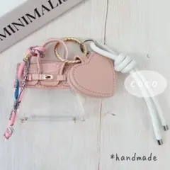 キーホルダー キーチャーム ミニバック ハートクリップ ピンク 白 クリア 帽子