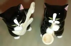 セブンコーポレーション　猫楽団　2体セット　陶器　置物