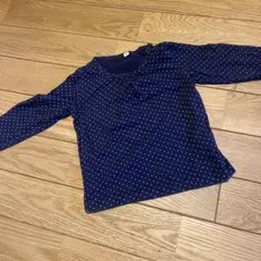 MUJI ネイビー ドット柄 長袖カットソー 100