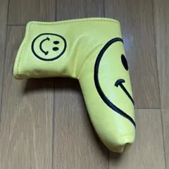 スマイル柄 パター用 ヘッドカバー イエロー