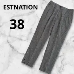 ESTNATION ストライプテーバードパンツクロップドロールアップ低身長にも