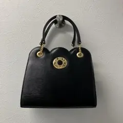 HANAE MORI 　森英恵　ハンドバッグ　サークル金具　フォーマル　黒