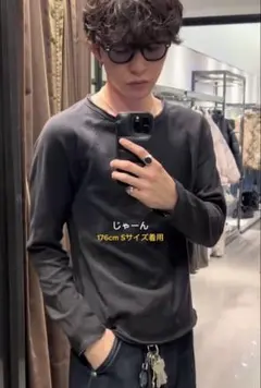 ZARA ウォッシュ加工 ロンT ブラック 完売品