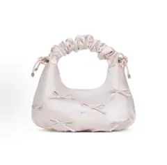 新品 CHARLES & KEITH サテンボウ ルーシュドハンドルバッグ