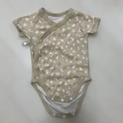 ベージュ　ロンパース　ヒョウ柄
