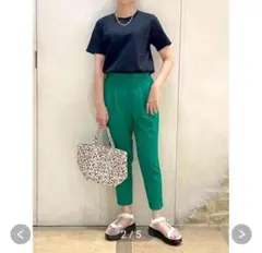グローバルワーク ウツクシルエット テーパードパンツ　グリーン　S