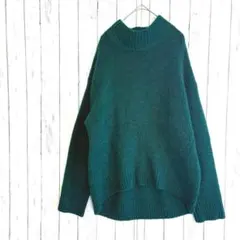 グローバルワーク アルパカ混 ハイネックニット M ダークグリーン ゆったり