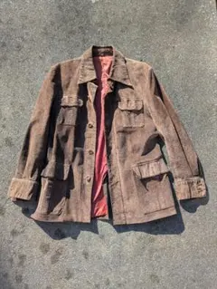 ブラウン 豚革 スウェード リアルレザージャケット 70s　古着