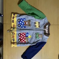 miki HOUSEクマと車のプリントトレーナー