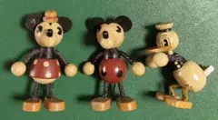 【当時物】ディズニー 木製人形 3体セット ミッキー ミニー ドナルド