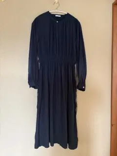 ネイビー 長袖 シャツワンピース L