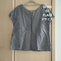 SENSE OF PLACE ギンガムチェック Vネックシャツ