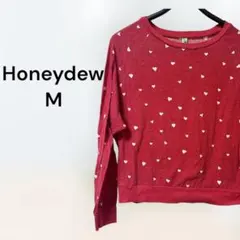 大特価‼️Honeydew 【M】ハート柄 カットソー 長袖 赤 白