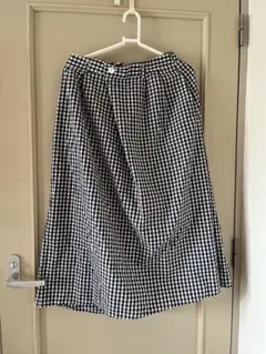 マリンフランセーズ　ギンガムチェック　タック　スカート　コットン　ブラック