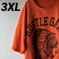 【タグなし】294＊海外古着 Tシャツ 3XL相当 オレンジ インパクト