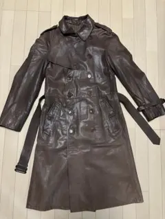 Sicons イタリア製 本革 レザートレンチコート ロング丈 ベルト付
