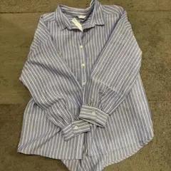 ESSEME 青白ストライプ 長袖シャツ M