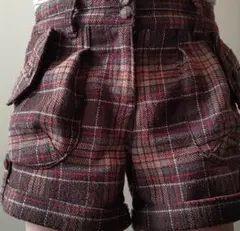 チェック柄ポケット付きショートパンツ M