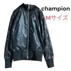 【champion】チャンピオン　ナイロンブルゾン　ジャンパー　裏起毛　光沢　M