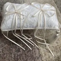 ホワイト レースリングピロー 透明ケース付き