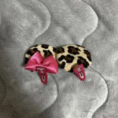 ミニー　ヘアクリップ　ヒョウ柄　ディズニー
