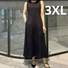 ユニクロ ウルトラストレッチワンピース ノースリーブ 丈長め 3XL ブラック