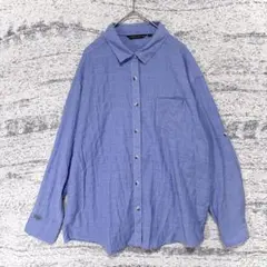レトリーバーズクラブ シャツ ブルー 長袖 ゆったり シボ感 薄手 LL 訳あり