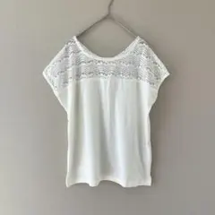 ミューズミューズ［M］美品◎大人ナチュラル◎涼し気◎レースドッキングカットソーのサムネイル
