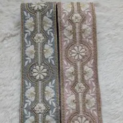 １ｍ×2本　布地　インド刺繍リボン