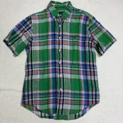 ラルフローレン　リネン100% マドラスチェックシャツ　半袖　春夏　メンズ