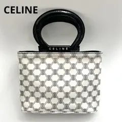 【美品】CELINE ミニハンドバッグ マカダム柄 エナメル サークルハンドル