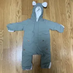 フリース裏地 グレー ロンパース 95cm以下