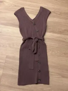 LIP SERVICE アシメボタンリブニットワンピース