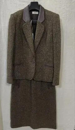 Onward KASPER ブラウンツイードジャケット&スカートセットアップ