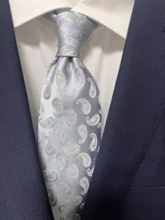FRANCO BASSI 水色 ペイズリー ネクタイ