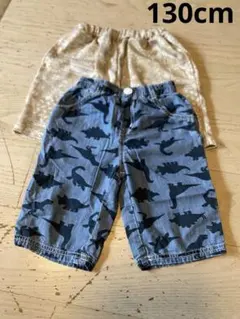 恐竜柄デニム風ハーフパンツ 130cm