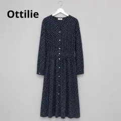 Ottilie♡前開きドットワンピース♡ネイビー♡レディースのサムネイル