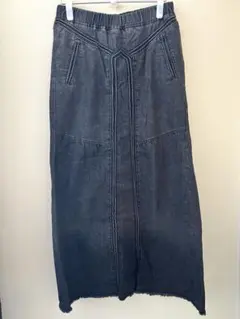 ・最終価格・デニム ロングスカート マキシ丈　ブラック　Lサイズ